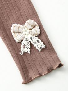 2 chiếc quần dài ống rộng màu trơn đơn giản cho bé gái có nơ trang trí, mùa thu đông - Nhiều màu - Xem 3