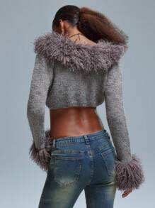 MUSERA Fluffy Cropped Cardigan - Multicolor - View 3