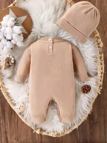 SHEIN Baby Boy Solid Color Knitted Jumpsuit Autumn Winter