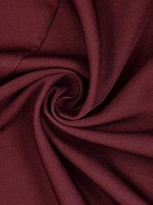 Calvaya Plus Size Simple Notched Neck Solid Color Casual Fall Jacket - Red - View 8