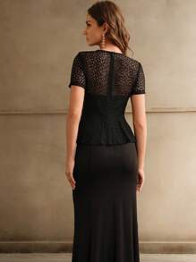 Anewsta Women's Black Lace Mermaid Dress - Black - View 2