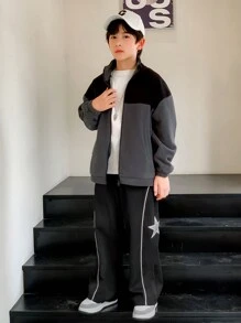 SHEIN Tween Boy Fashion Color-Block Sporty Cargo Pants - Black - View 7