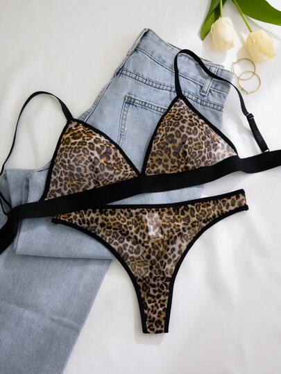 Bare Chapter Women Verleidelijke Lingerie Set (Wireless Bra, String) ClassicAnimalPrint view 3