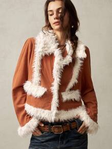 Bohemela 1 pieza Chaqueta de manga larga con solapa regular para vacaciones de mujer - Naranja - Ver 4