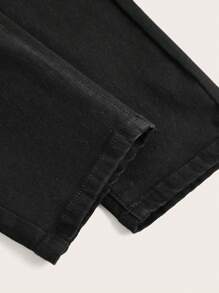 SHEIN CURVE+ Plus Size Stretch Denim Fashion Personalized Jeans - Black - View 2