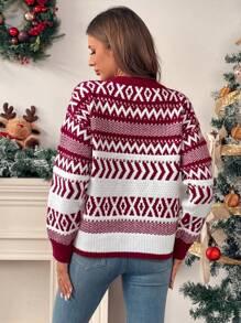 Chiquease Women's Casual Round Neck Oversized Long Sleeve Ribbed Knit Pullover Sweater For Autumn/Winter, Knit Pullover Fall - Multicolor - View 2