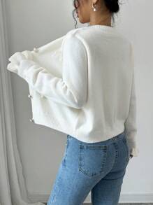 Chiquease Chaqueta de punto de manga larga con decoración de lazo, para otoño/invierno, tops de manga larga para mujer