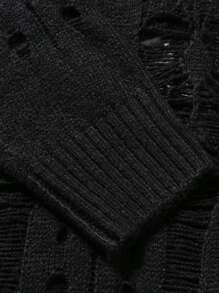 Manfinity EMRG Men's Solid Color Hollow-Out Knitted Sweater For Spring & Autumn, Men Goth Sweater, Black Sweater, Crochet Sweater, Men Knit Sweater, Y2k Sweaters