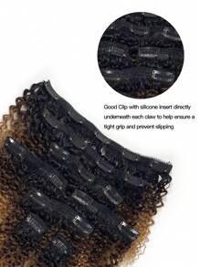 Afro Kinky Curly Clip In Extensions Raw Virgin Human Hair Honey Blonde Ombre Colored 1B/4/27 Curls Weave Clip Ins 8pcs 120g/Set Hair Extensions - S1/4/27 - View 4