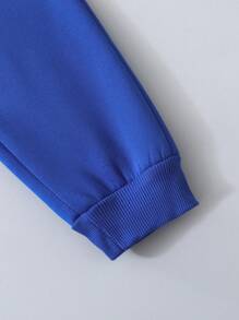 SHEIN Tween-Jungen Einfarbiges Set aus Hoodie und Hose, modischer Lässig stil, Kapuzendesign, bequem und atmungsaktiv - Blau - Übersicht 5