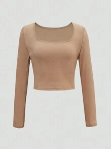 Chiquease Women's Solid Color Crew Neck Long Sleeve Fleece T-Shirt, Autumn/Winter Fall Cloth For Women - Multicolor - View 7