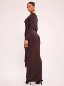 MUSERA Vestido largo con mangas caladas y fruncido, vestido maxi para vacaciones, verano, boda, invitado, playa, Ibiza