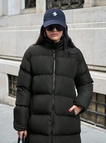 SHEIN Cottnline Premium Quality A Line Puffer Wintercoat - Black - View 7