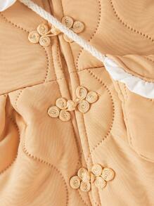 SHEIN 女婴东方风格棉袄，配可爱彼得潘领、加厚衬里外套