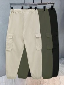 SHEIN 4pcs/Set Tween Boy Cargo Pants With Pockets & Cuffs