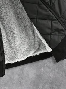 Manfinity VCAY Men's Loose Fit Hooded Fleece Padded Padded Coat, Suitable For Autumn And Winter - Black - View 7