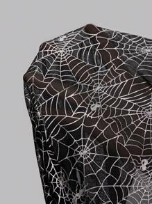 SHEIN 1 pieza Vestido de manga larga ajustado con estampado metálico para niña adolescente, primavera y otoño - Negro - Ver 10