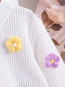 2 Peças Conjunto de Jaqueta de Malha Casual e Saia com Estampa Floral para Menina Jovem, Conjunto de Outono