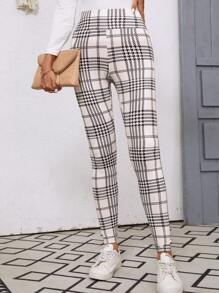 EMERY ROSE Women Elastic Waist Plaid Printed Leggings