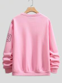 Manfinity Homme Plus Size Men's Casual Letter & Number Print Sweatshirt, Spring