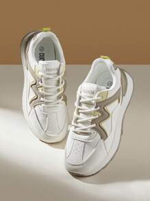 CUCCOO EASI 宽版撞色系带时尚休闲运动鞋 - 卡其色 - 查看 2