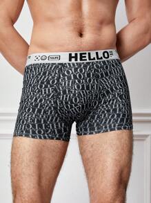 4pcs/Set Men's Letter Elastic Waistband Boxer Briefs - Multicolor - View 9