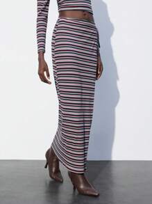 Maija Women's Striped Print Crossover Wrap Tie Skirt - Multicolor - View 4