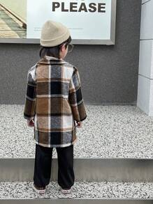 SHEIN 1set Young Boy Classic English Plaid Shirt With Black Pants, The Brown Tone Plaid Design Has A Retro Feel While Maintaining A Modern Minimalist Fashion, Decorated With Pockets And Buttons, Practical And Decorative, Suitable For Casual, Outdoor Use, Autumn & Winter