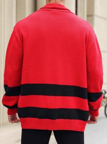Manfinity Homme Men's Solid Color Patchwork Button Front Long Sleeve Casual Shirt Christmas - Multicolor - View 5