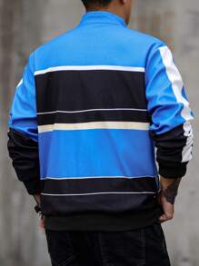 Manfinity Roughcore Manfinity LEGND Masculino Cor Sólida Frente Emendada Botão Carta Impressão Jaqueta Casual, Jaqueta Masculina, Outono E Inverno Roupas Masculinas, Inverno Jaqueta Masculina, Presente Para Namorado - Multicolorido - Ver 2