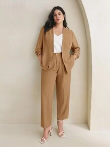 BizChic Plus Size Solid Color Woven Cone Chino Pants For Casual Wear, Autumn