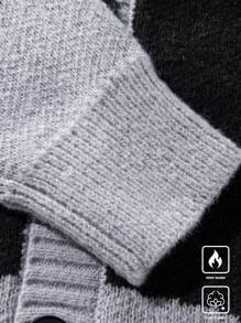 Manfinity Hypemode Áo khoác cardigan cài nút màu rộng rãi thoải mái cho nam, mùa thu đông - Xám - Xem 3