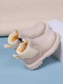 冬季时尚休闲潮流保暖防滑婴儿踝靴 - 米色 - 查看 4