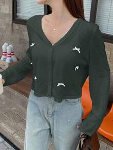 DAZY 女士蝴蝶结装饰镂空长袖夹克