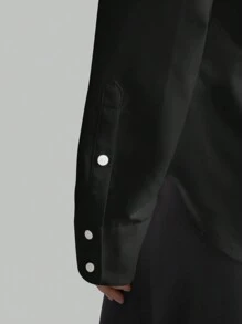 Ontre 女士白色商务休闲衬衫，秋季返校季 - 黑色 - 查看 4