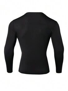 Gym Rark Camiseta de manga larga de cuello redondo de unicolor, ajustada y atlética tipo novio para hombres - Negro - Ver 2