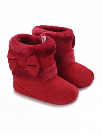 Nuevas botas térmicas de snowboard de alta top con decoración de cinta, de moda y versátiles para niñas