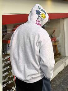 DAZY Herren Langarm Pullover Hoodie mit Buchstaben Grafik und Tasche, Lässig für den Herbst