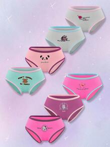 Bộ 7 quần lót cotton thoáng khí in hình động vật hoạt hình dễ thương đơn giản cho bé gái - Nhiều màu - Xem 1