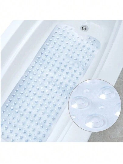 1件透明纹理设计浴室地垫，现代风格，柔软PVC材质，防滑，防污易清洁，带多个吸盘和排水孔，可机洗，适用于沐浴和淋浴（请选择合适的尺寸）。