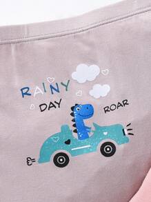 SHEIN 4pcs Cute Dinosaur Pattern Knitted Breathable Boxer Briefs For Boys