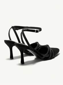 CUCCOO CHICEST Women's Black High Heel Rhinestone Sandals - Black - View 2