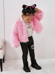 2 件装女婴羊毛保暖夹克，简约时尚粉色母女装外套，适合外出、聚会、婴儿派对等（单独出售） - 粉色 - 查看 7