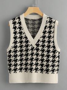 SHEIN Unity Women's Solid Color V-Neck Sleeveless Casual Knit Top - Apricot - View 1