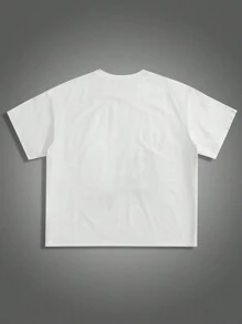 Manfinity VCAY 2pcs Plus Size Men's Loose Cartoon Face & Letter Printed Knitted Crew Neck T-Shirt And Pants Set - Multicolor - View 3