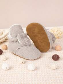 Giày bốt cổ ngắn chống trượt mềm mại và ấm áp cho trẻ sơ sinh, mùa đông - Màu Xám nhạt - Xem 5