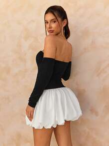 SHEIN SXY Women's Elegant Color Block Off Shoulder Mini Dress, Summer - Multicolor - View 3