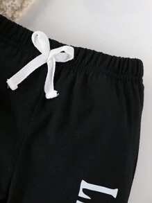 Conjunto de 3 piezas para bebé recién nacido niño: mono con capucha con estampado de letras lindas talla grande pantalones, para primavera y verano