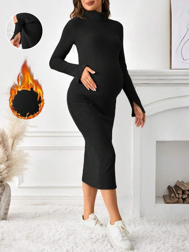 -Fall-\u0026-Winter-p-42597507.html SHEIN Maternity Knitted Midi Long Sleeve Dress, Fall \u0026 Winter | SHEIN USA
