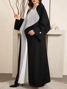 Al Najma Contrast Color Batwing Sleeve Elegant Long Modest Abaya